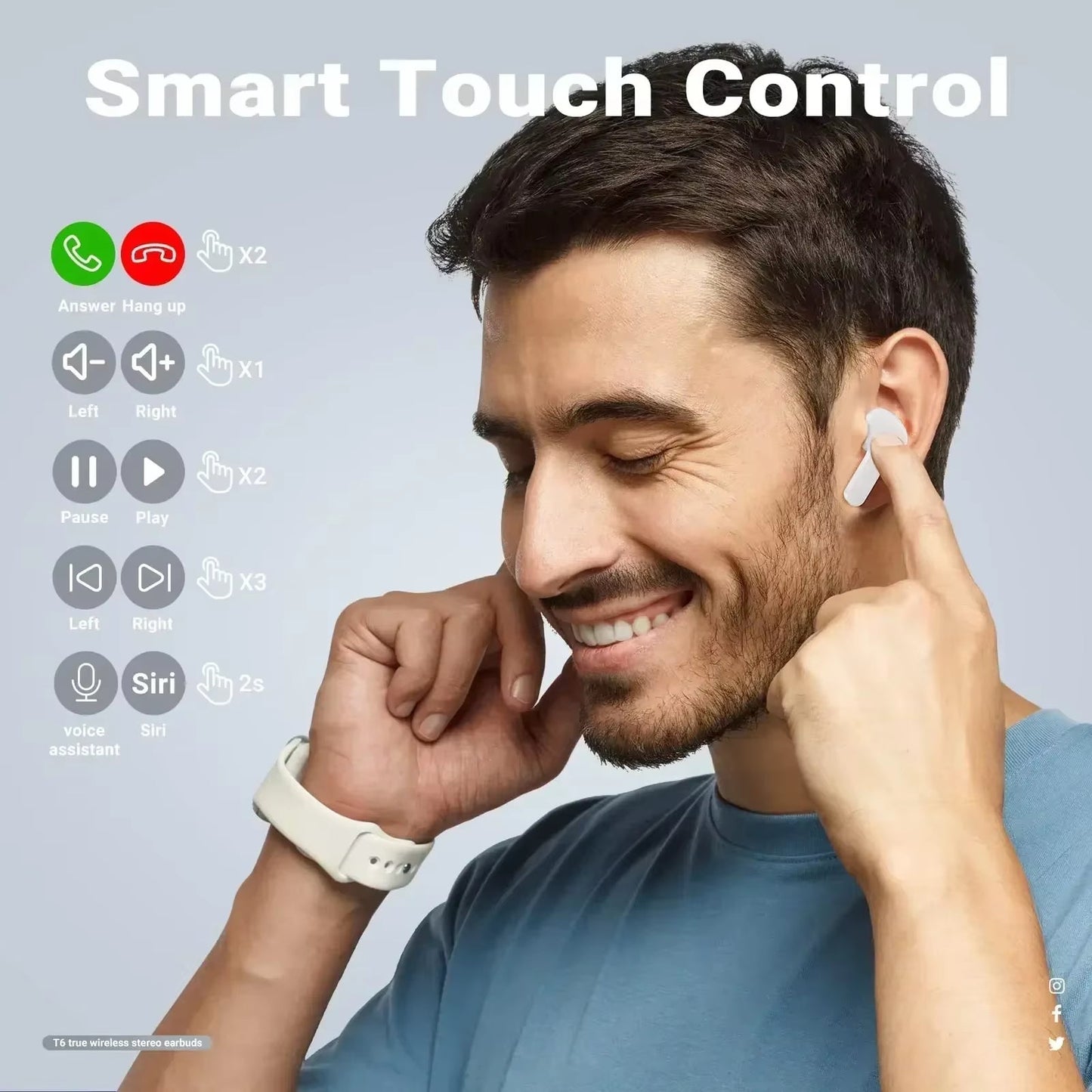 CrystalBeats BT30: Transparent TWS Bluetooth 5.3 Earbuds with Digital Display & Noise Canceling