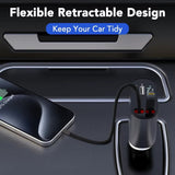 VoltRush™ 4-in-1 Retractable Car Charger – Fast Power, Zero Clutter